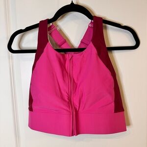 Coolibar UPF 50+ Medley Zip-Up Swim Bra - Pink & Burgundy - Size L